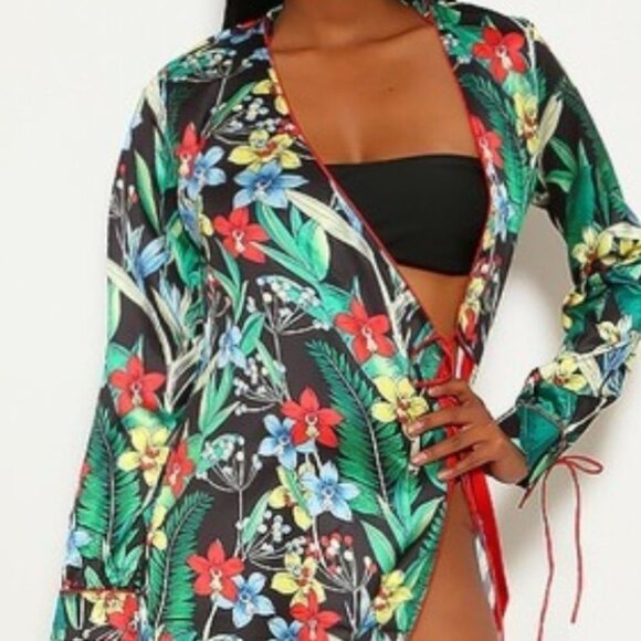Duster Kimono Floral Cover up - JIAO - Picture 3 of 4